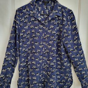 J. Crew Women's Silk Shirt in Zebra Print - Size 14
